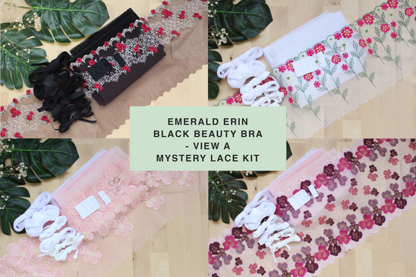 Emerald Erin Black Beauty Bra Kit - View A - Mystery Embroidered Tulle Lace Kit!