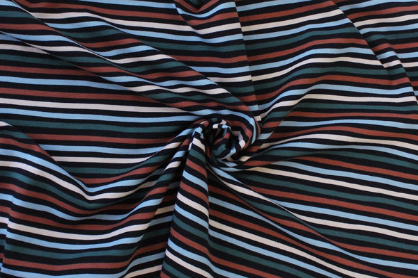 1/2 YD Black Multi Stripes Organic Cotton Jersey Spandex