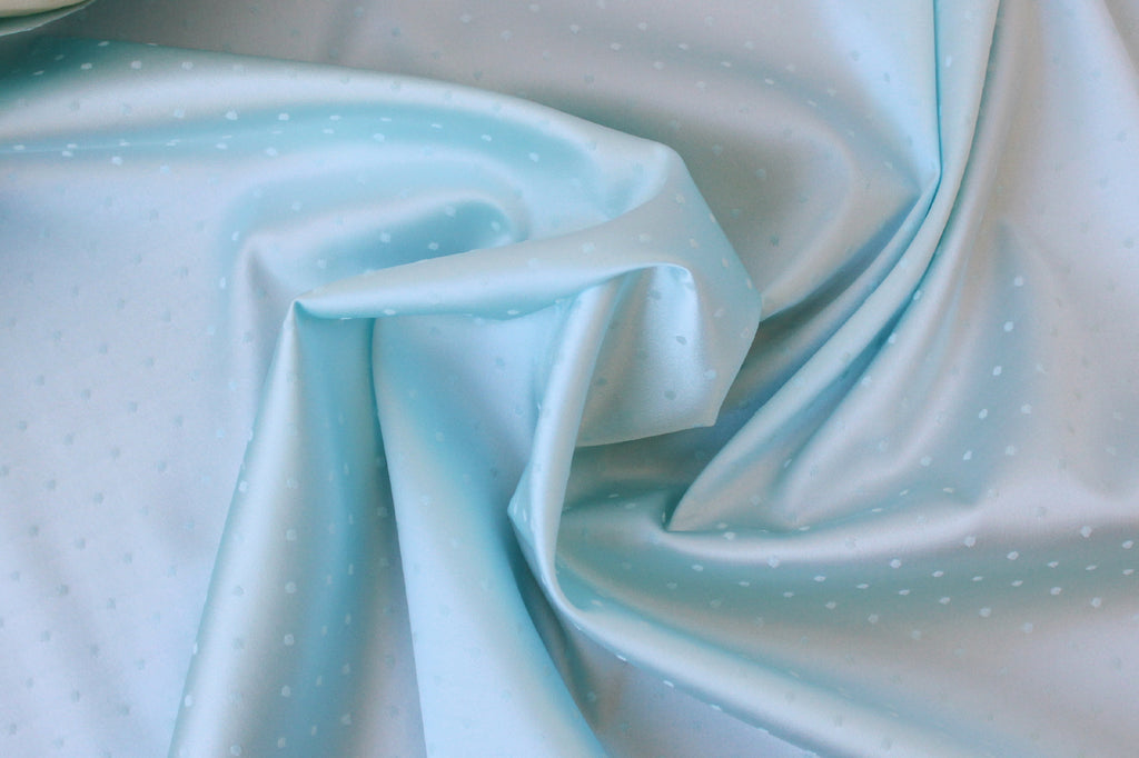 1/2 YD Ice Aqua Pin Dot Stretch Satin - Perfect for Sewing Lingerie