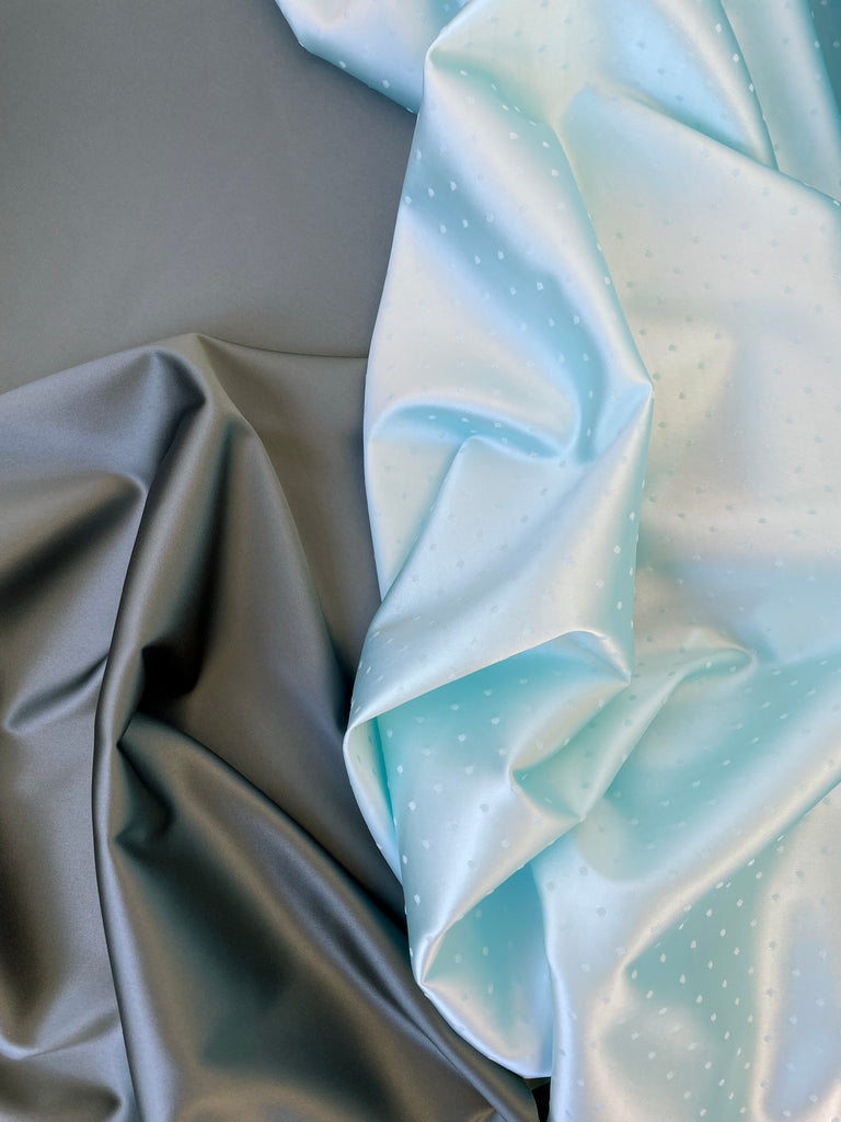 1/2 YD Ice Aqua Pin Dot Stretch Satin - Perfect for Sewing Lingerie